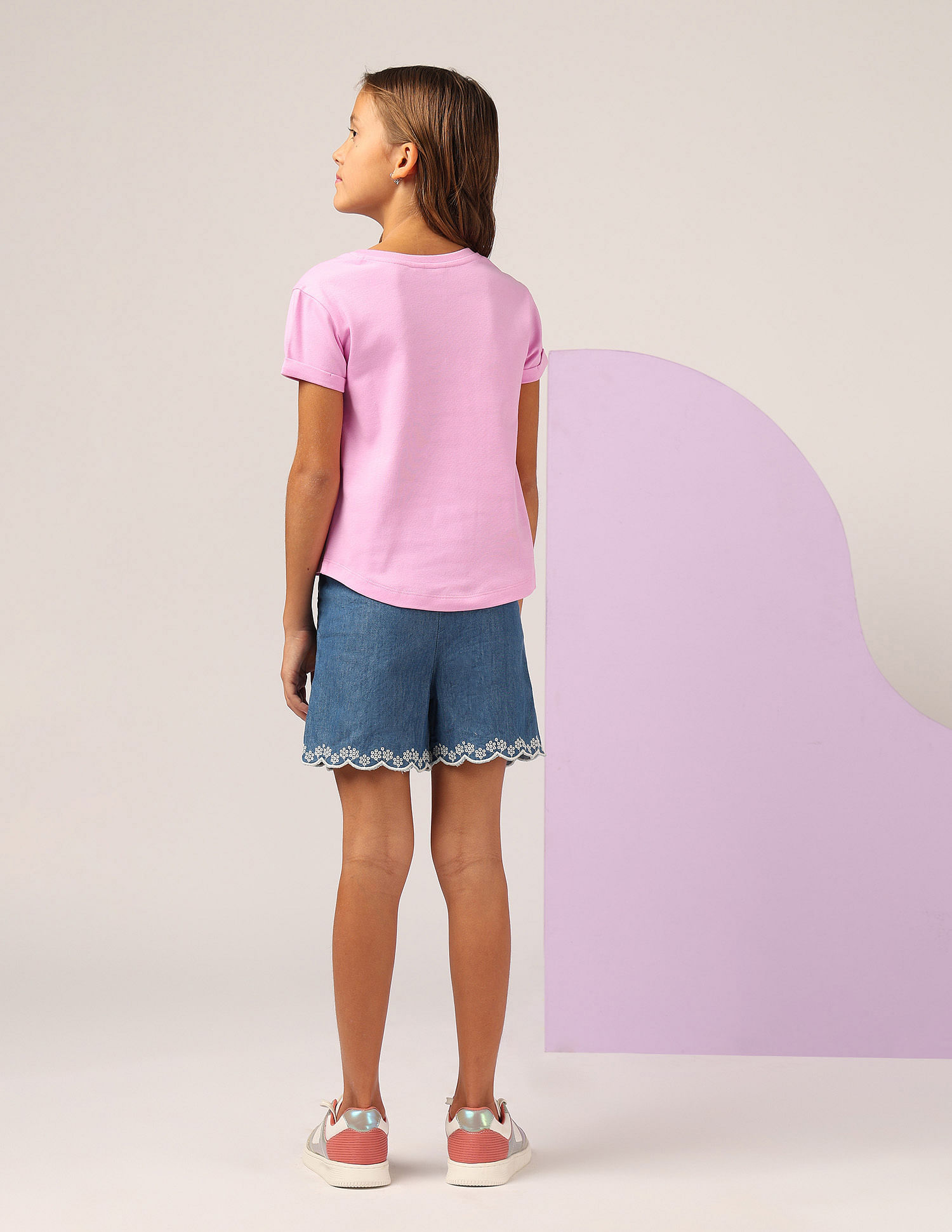 U.S. Polo Assn. Kids Girls Stud Detailed Relaxed Fit T-Shirt