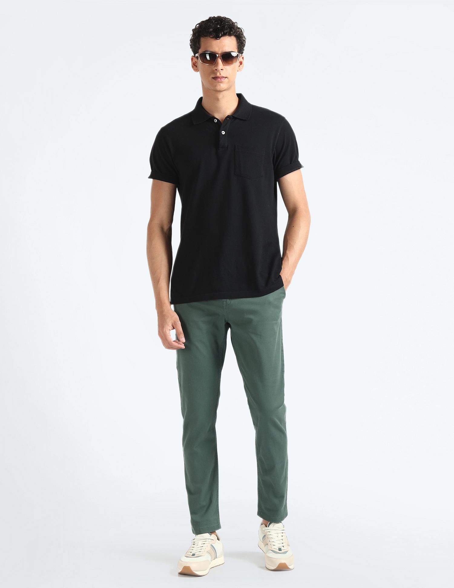 Flying Machine Mid Rise Slash Slim Tapered Fit Chinos