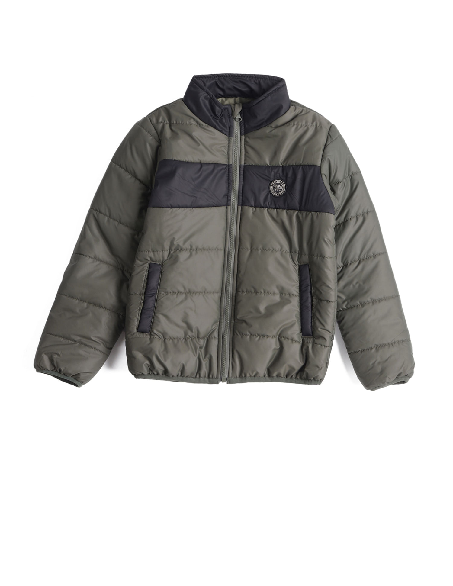 U.S. Polo Assn. Kids Boys Solid Stand Collar Jacket