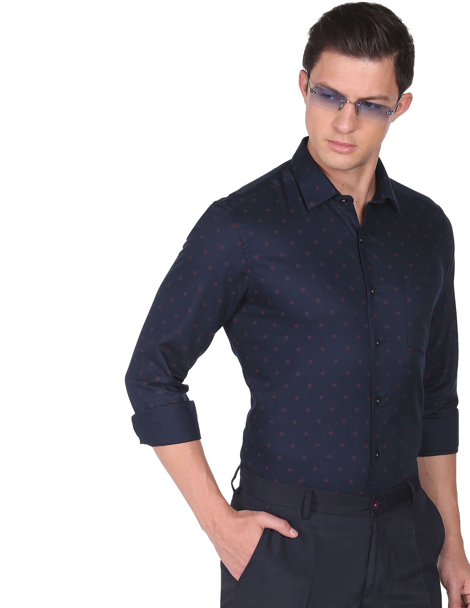 Arrow Dobby Weave Geometric Print Shirt