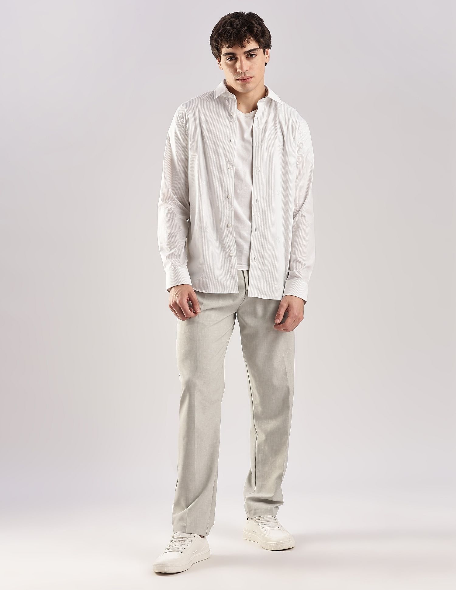 Calvin Klein Jeans Vertical Stripes Slim Fit Plain Woven Shirt