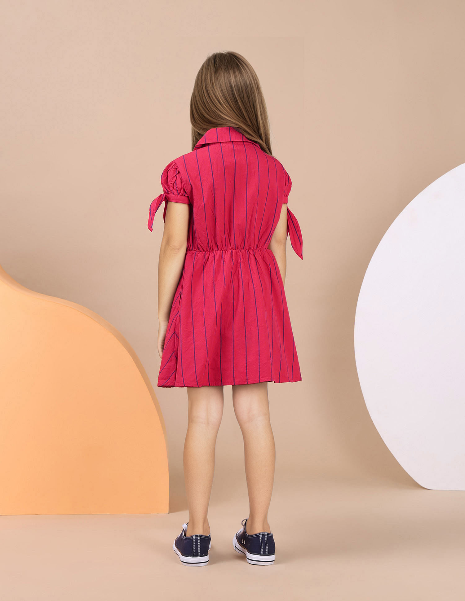 U.S. Polo Assn. Kids Girls Vertical Stripe Cotton Dress