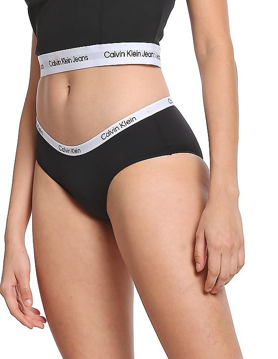 Buy Calvin Klein Underwear Women Black Mid Rise Solid Hipster Panties 