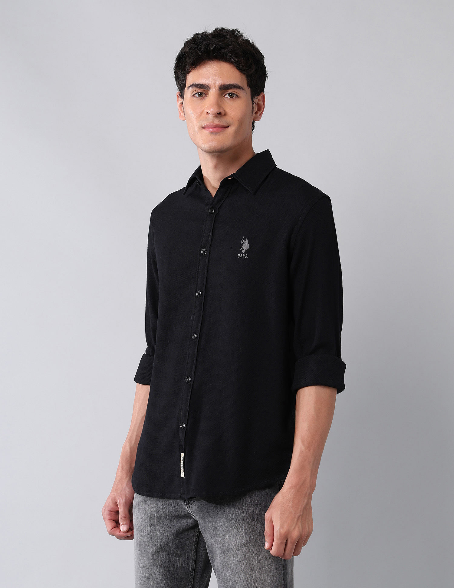 U.S. Polo Assn. Denim Co. Pure Cotton Regular Fit Dobby Shirt