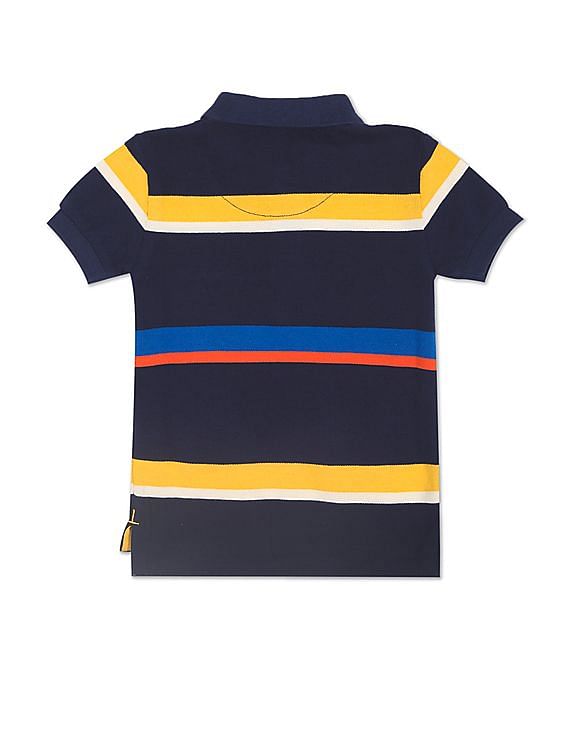 U.S. Polo Assn. Kids Boys Ribbed Collar Striped Polo Shirt