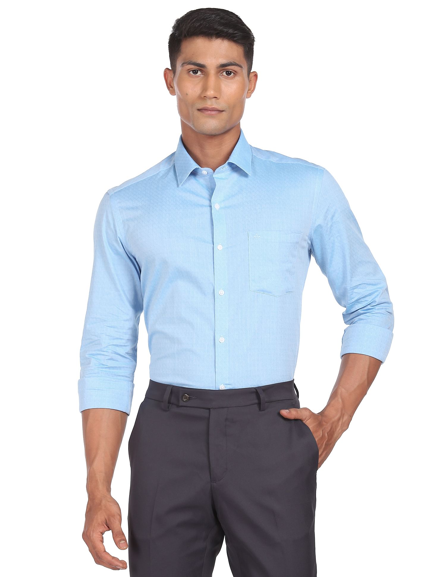 Arrow Self Design Manhattan Slim Fit Shirt