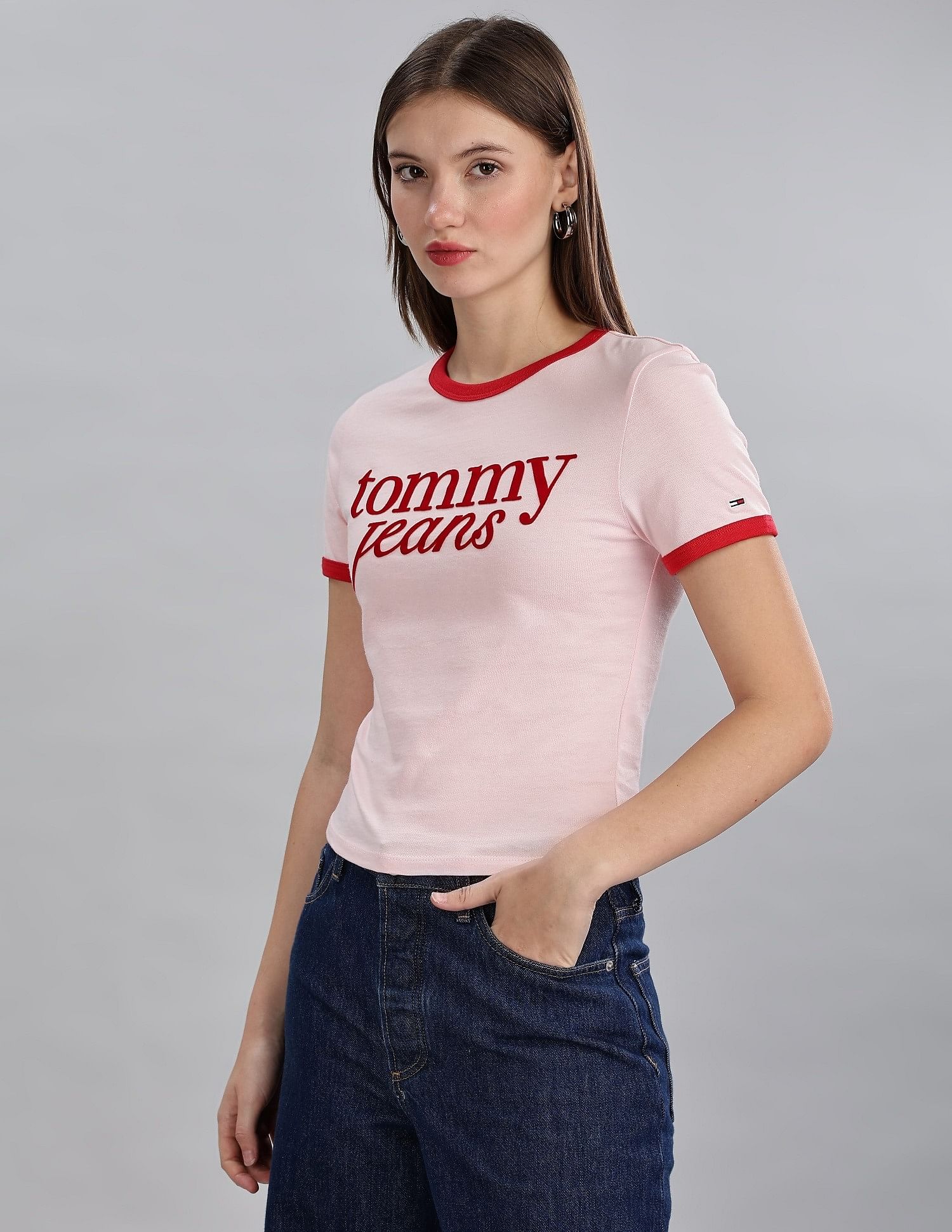 Tommy Hilfiger Womens Pink Logo T-Shirts