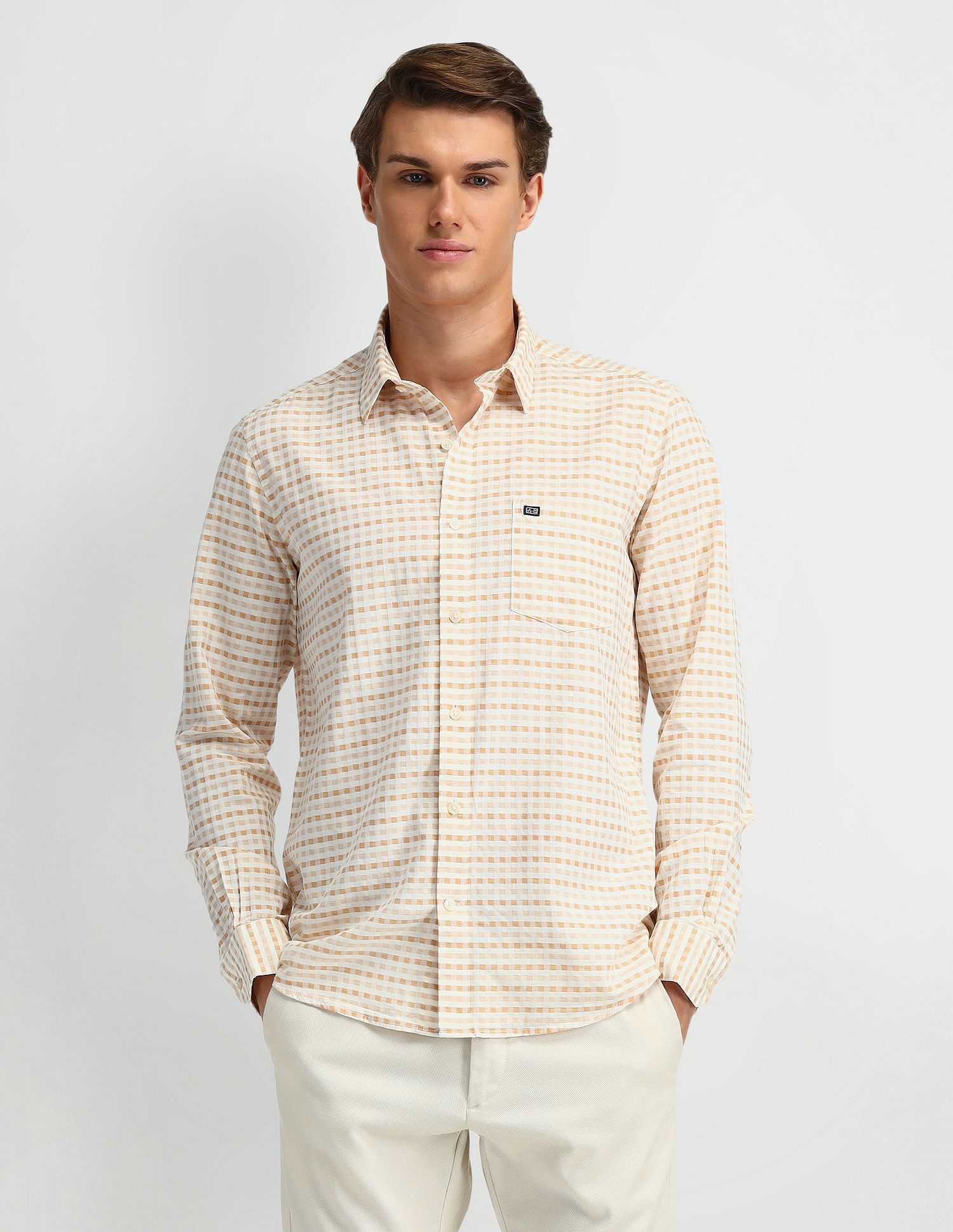 Arrow Sport Micro Checked Cotton Shirt