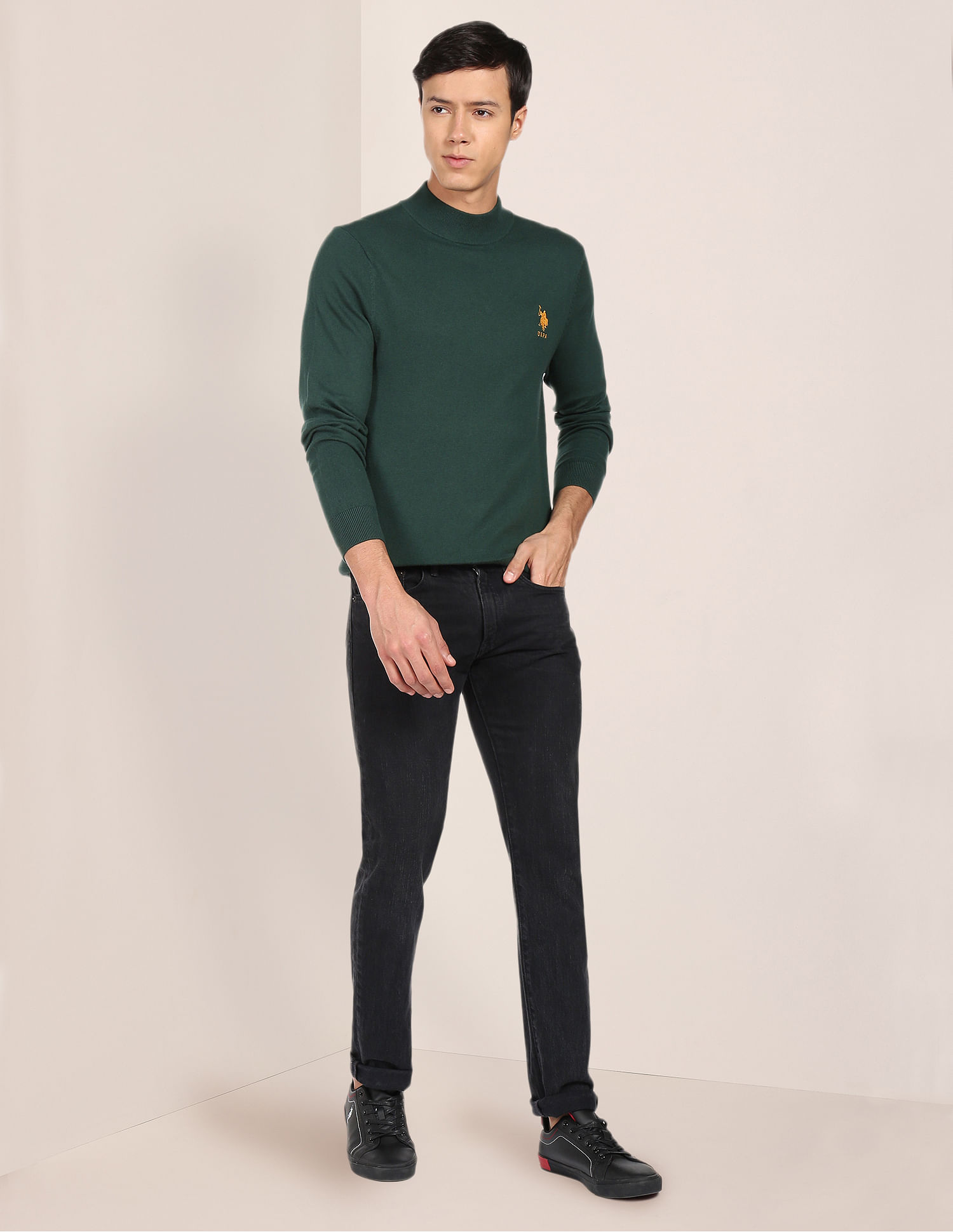 U.S. Polo Assn. Mock Neck Solid Sweater