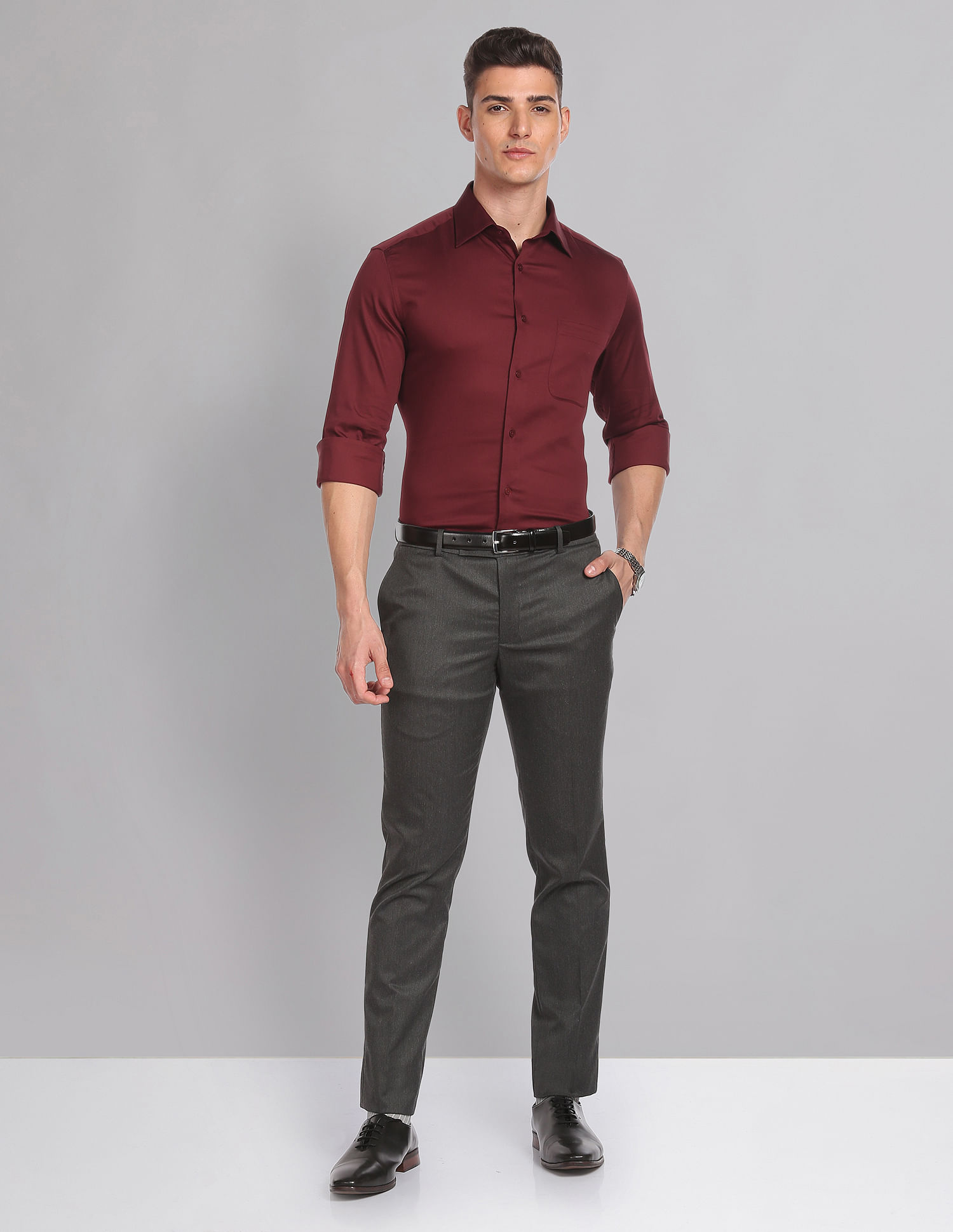 AD by Arvind Solid Twill Formal Shirt
