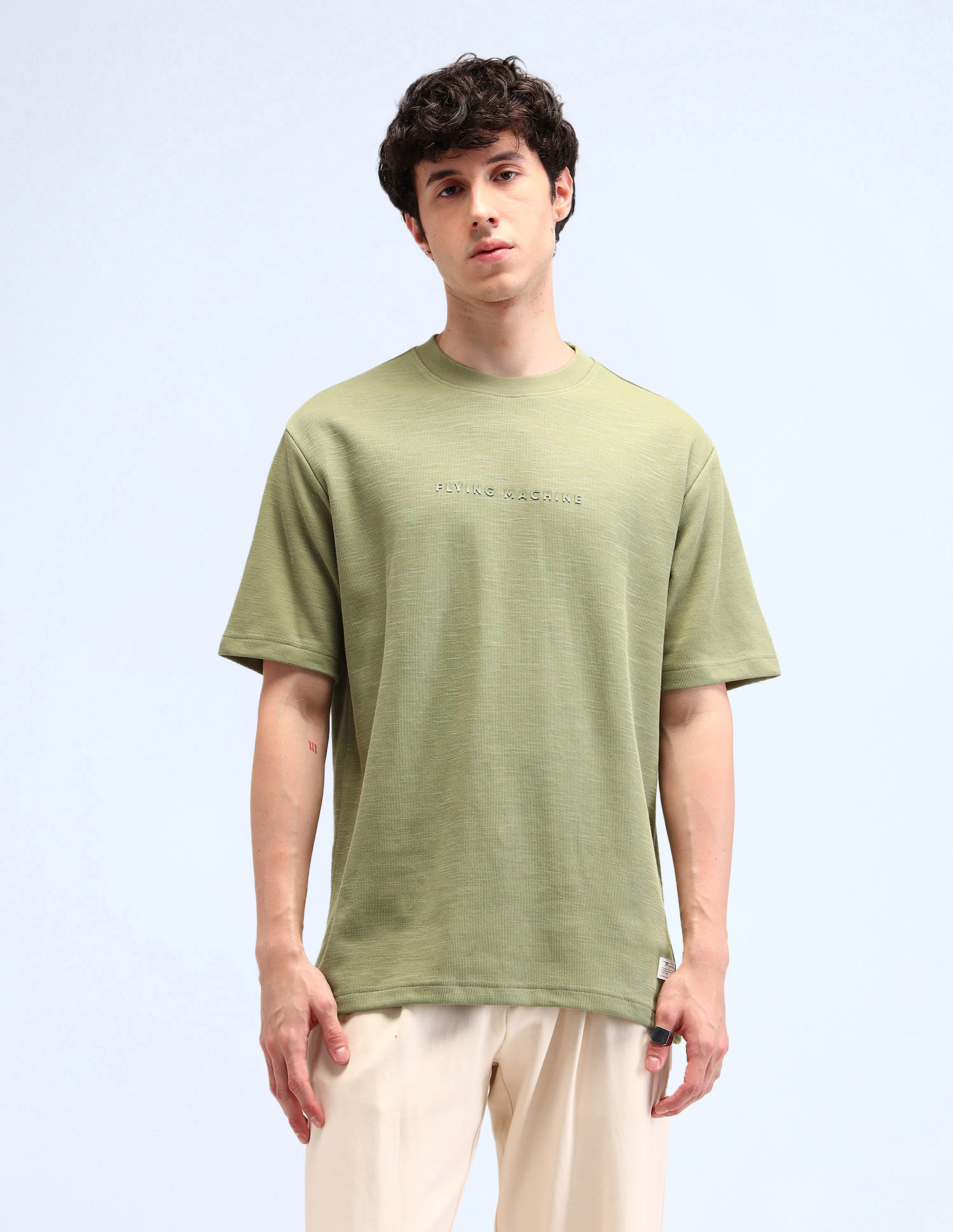 Flying Machine Textured Cotton T-Shirt
