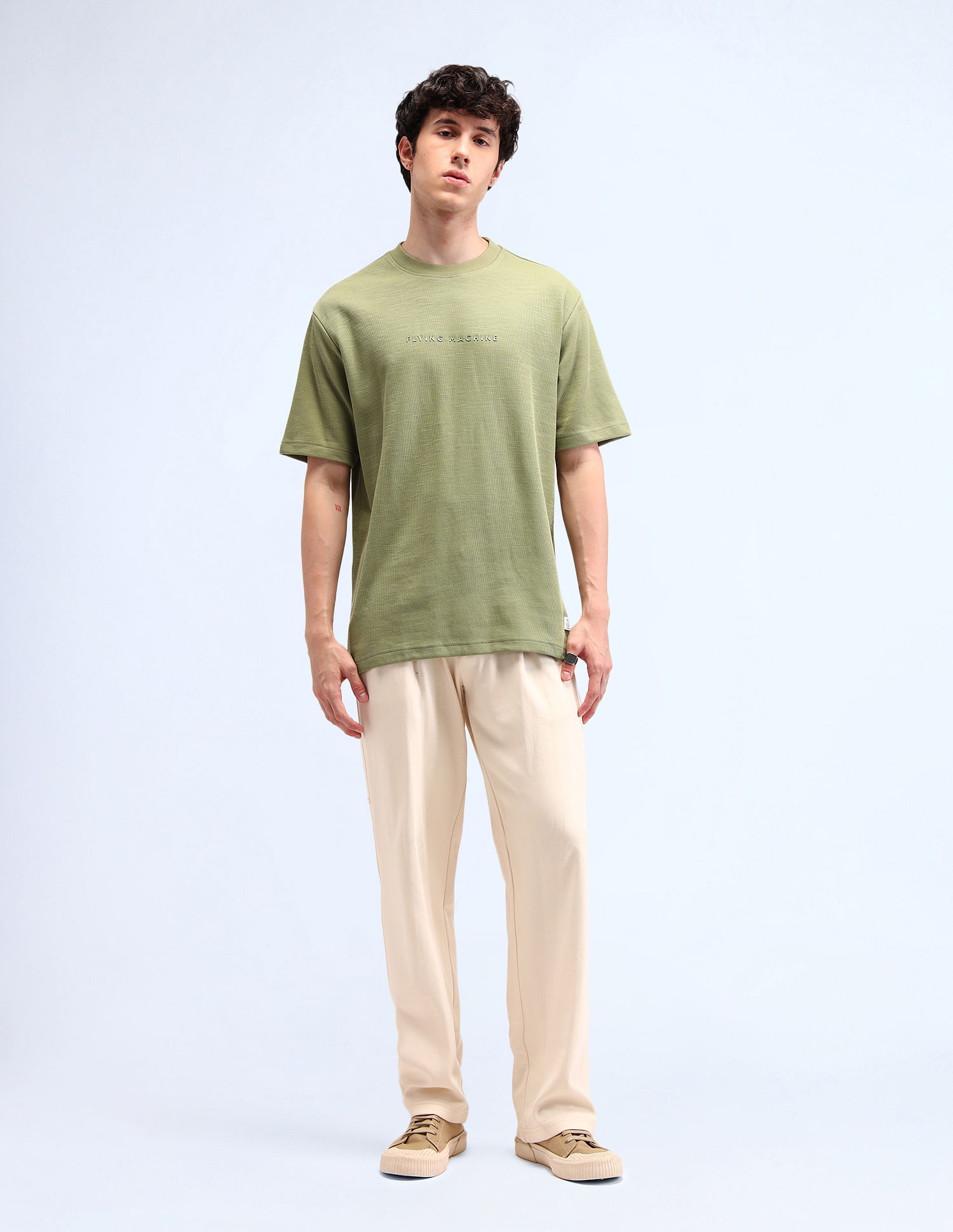 Flying Machine Textured Cotton T-Shirt