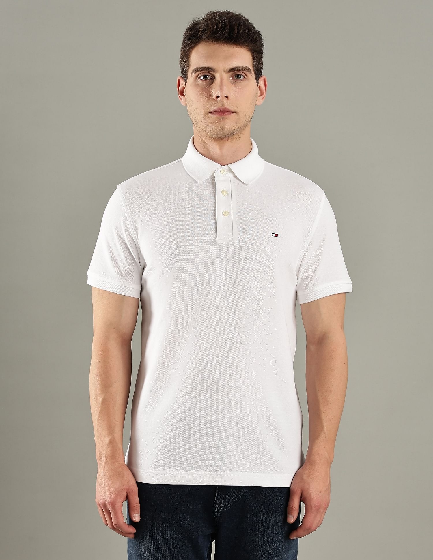 Tommy Hilfiger Solid Slim-Fit Cotton Polo T-Shirt