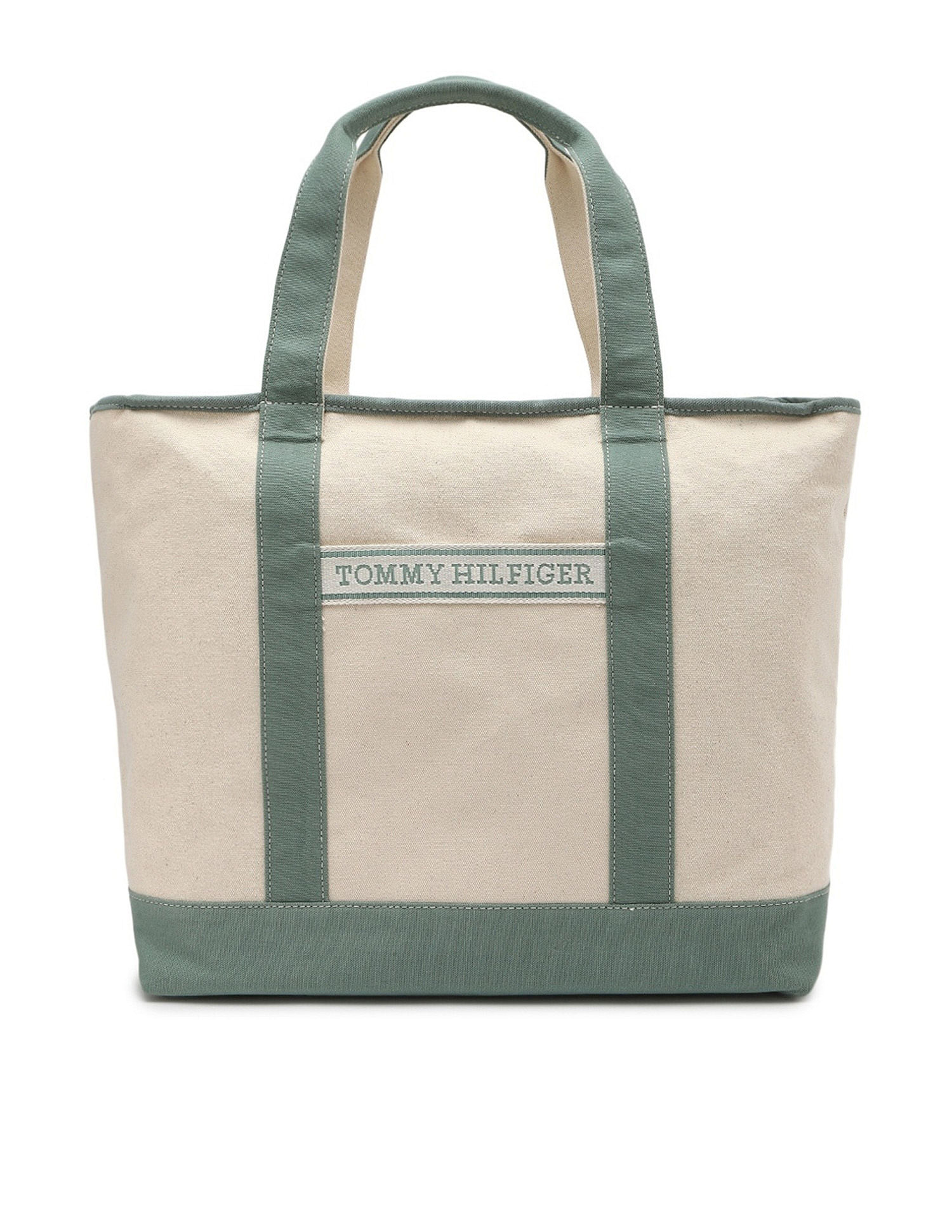 Tommy Hilfiger Colorblock Green Cotton Handbags