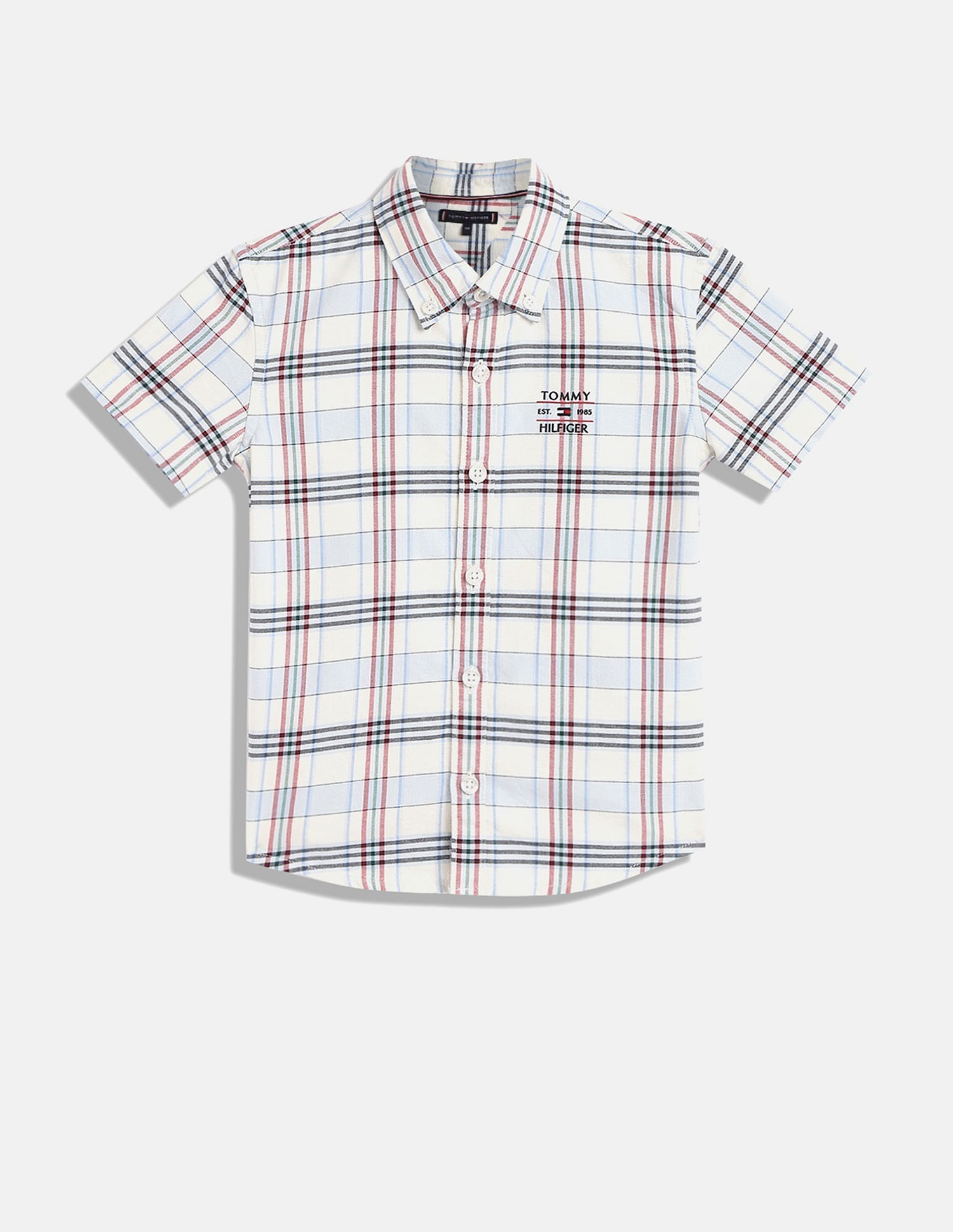 Tommy Hilfiger Kids Boys Checked Regular-Fit Cotton Shirt