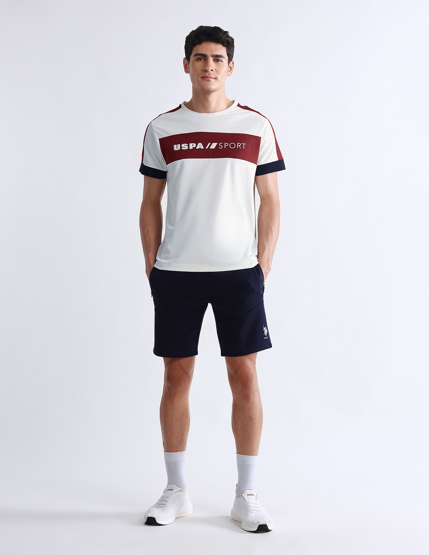 USPA Active Brand Embossed Slim Fit T-Shirt