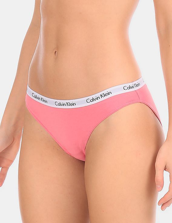 Buy Calvin Klein Underwear Women Pink Solid Mid Rise Cotton Stretch Bikini  Briefs 
