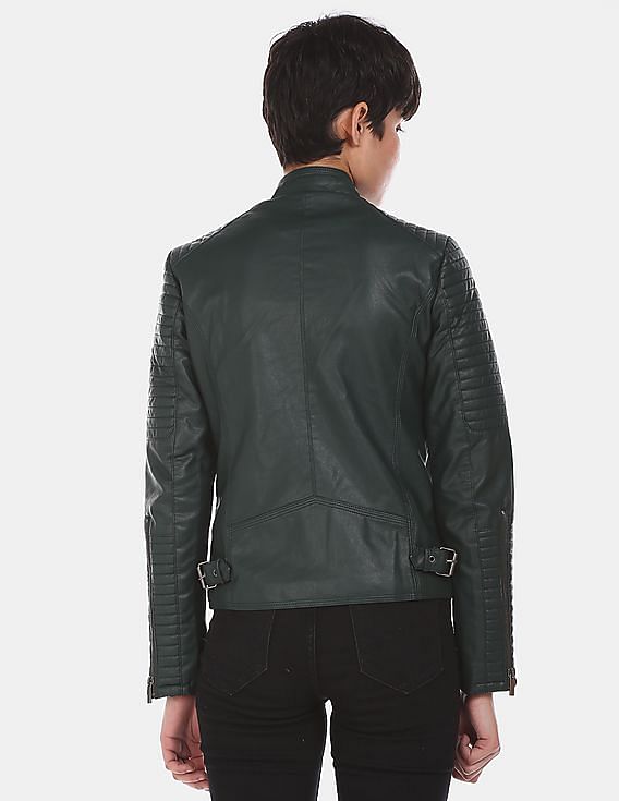 U.S. Polo Assn. Women Asymmetric Zipper Solid Biker Jacket