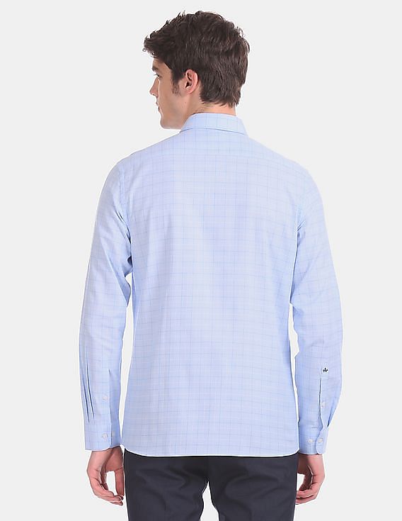 Arrow French Placket Long Sleeve Check Formal Shirt