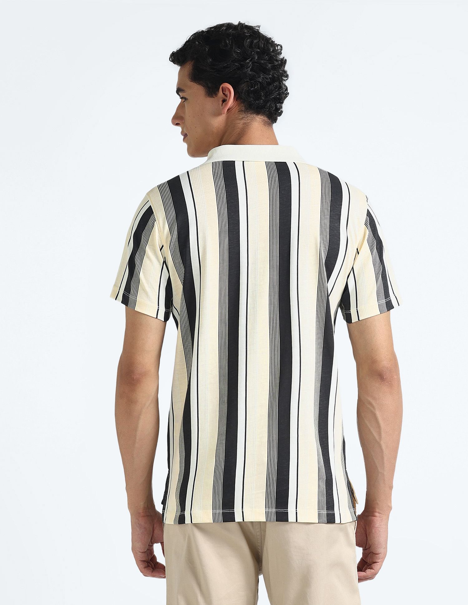 Flying Machine Vertical Stripe Cotton Polo Shirt