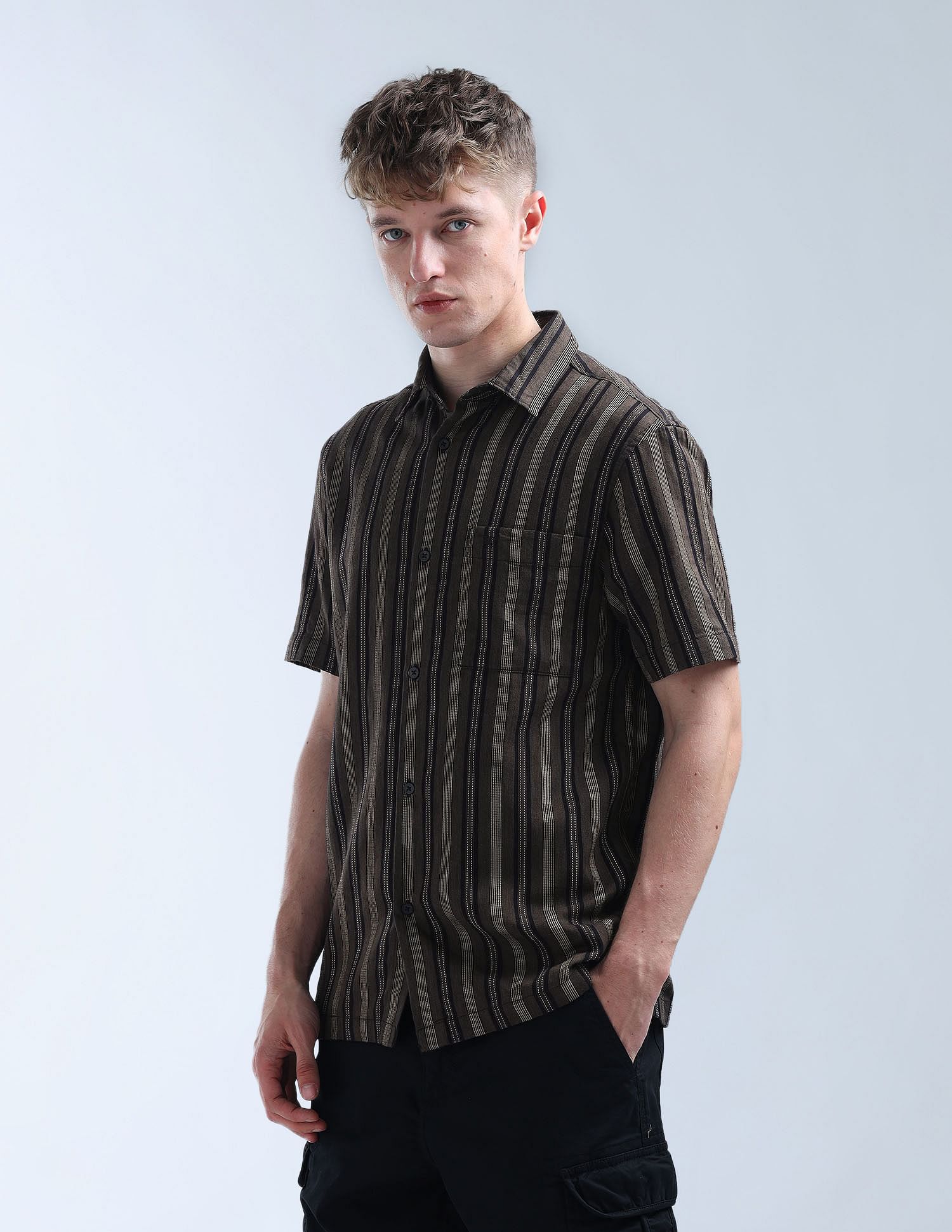 Flying Machine Vertical Striped Color Of Home Shirt