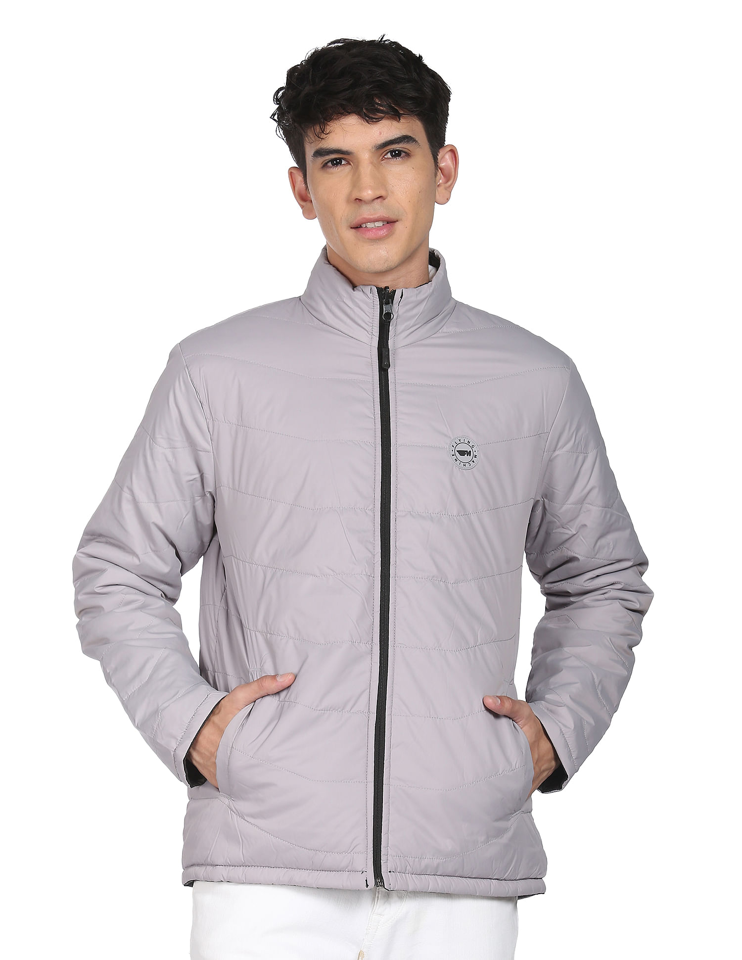 Flying Machine High Neck Solid Reversible Jacket