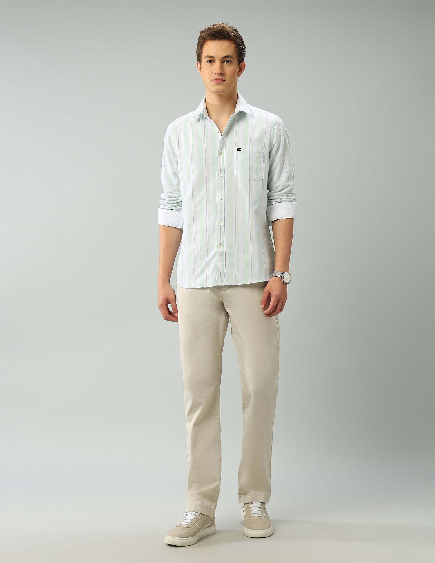 Arrow Sport Air Soft Manhattan Slim Fit Vertical Striped Shirt