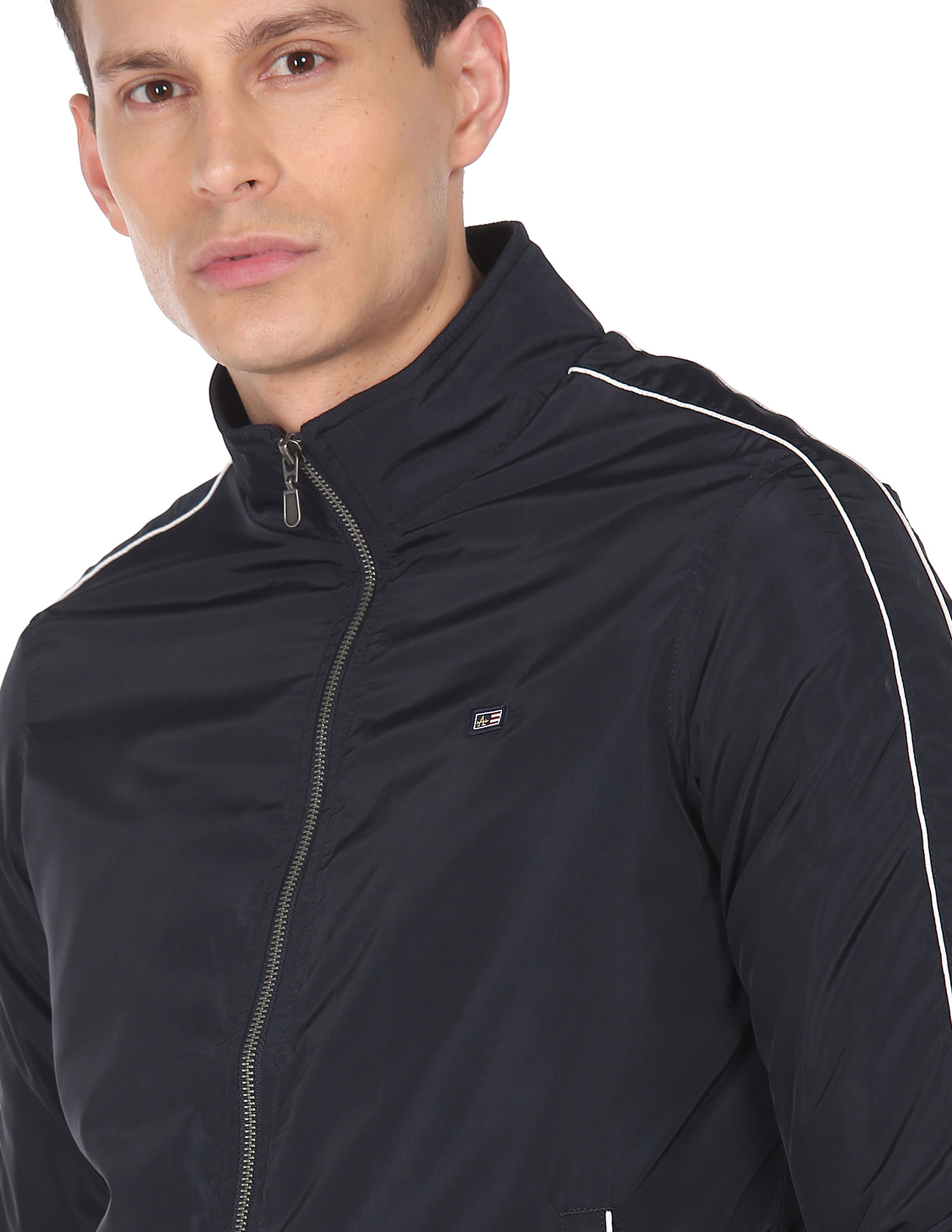 Buy Arrow Sports Stand Collar Zip Up Solid Jacket - NNNOW.com