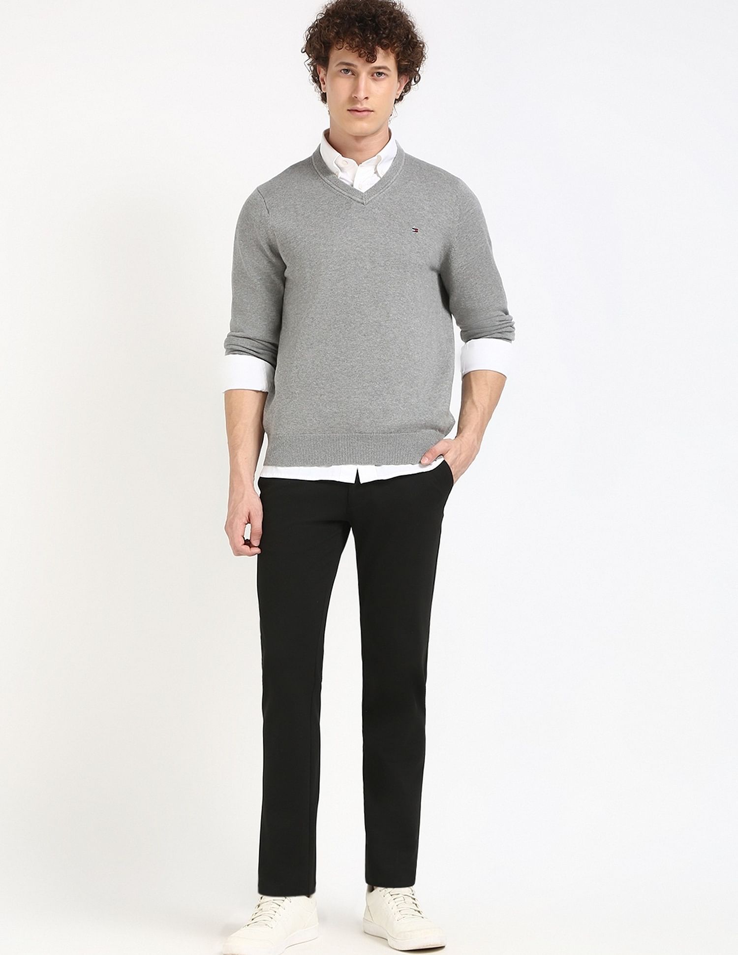 Tommy Hilfiger Solid Regular-Fit Cotton Sweater