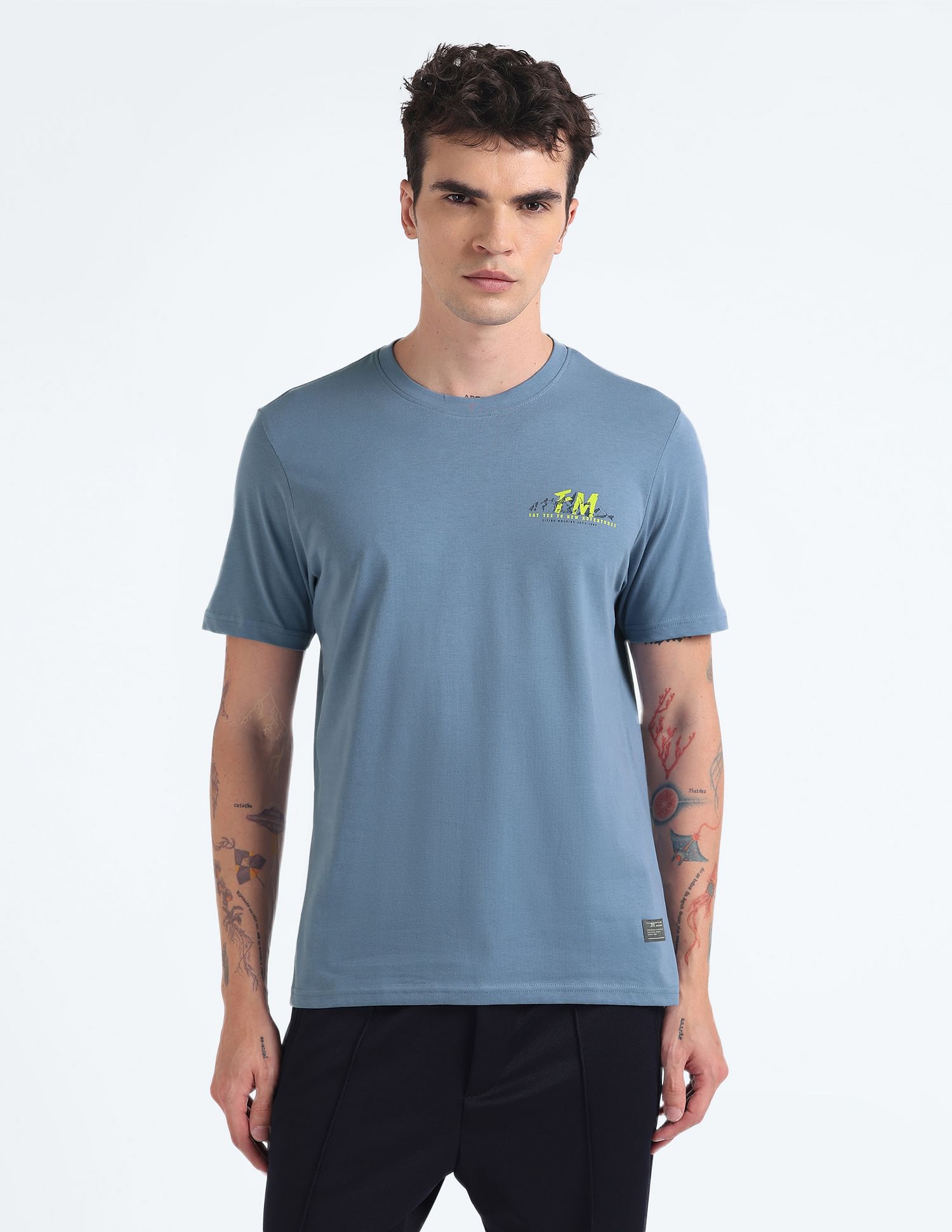 Flying Machine Back Graphic Cotton T-Shirt