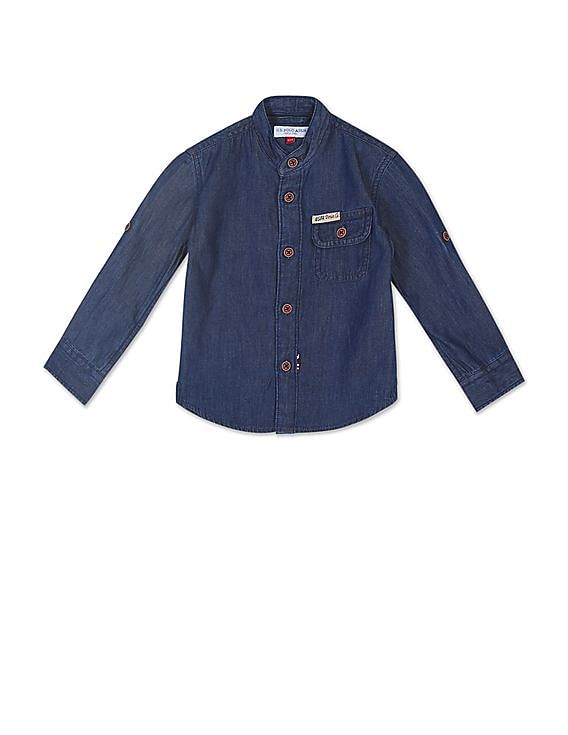 U.S. Polo Assn. Kids Boys Button Down Collar Solid Shirt