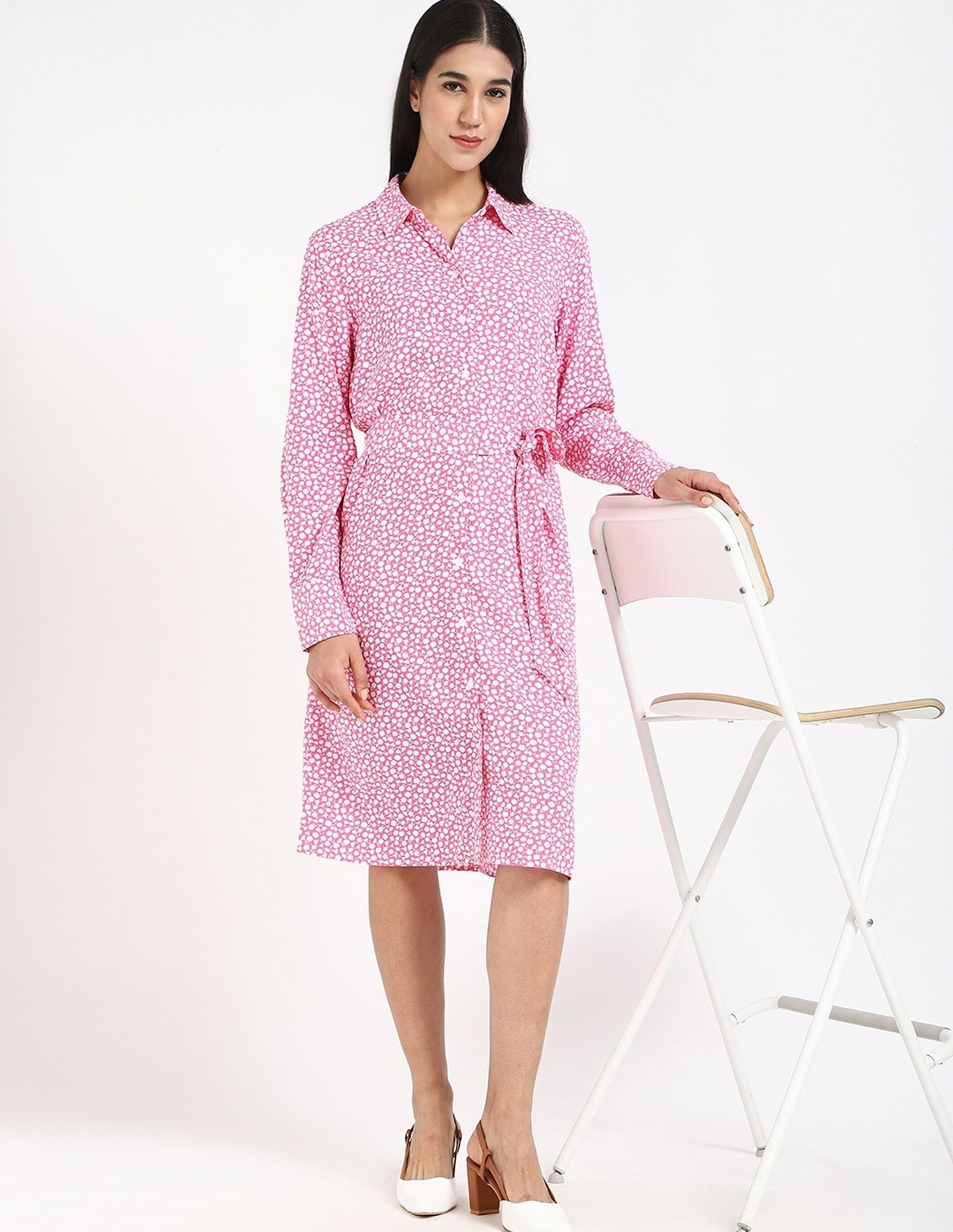 Tommy Hilfiger Viscose Spread Collar Shirt Dress