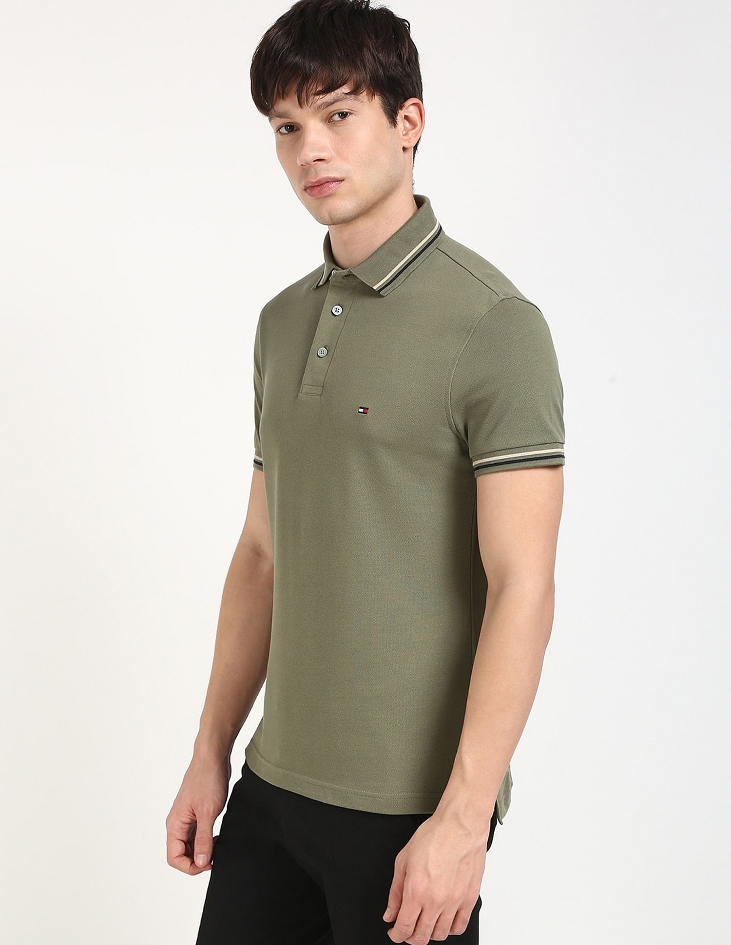 Tommy Hilfiger Solid Slim-Fit Cotton Polo T-Shirt