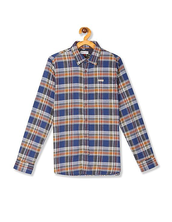 U.S. Polo Assn. Kids Boys Spread Collar Check Shirt