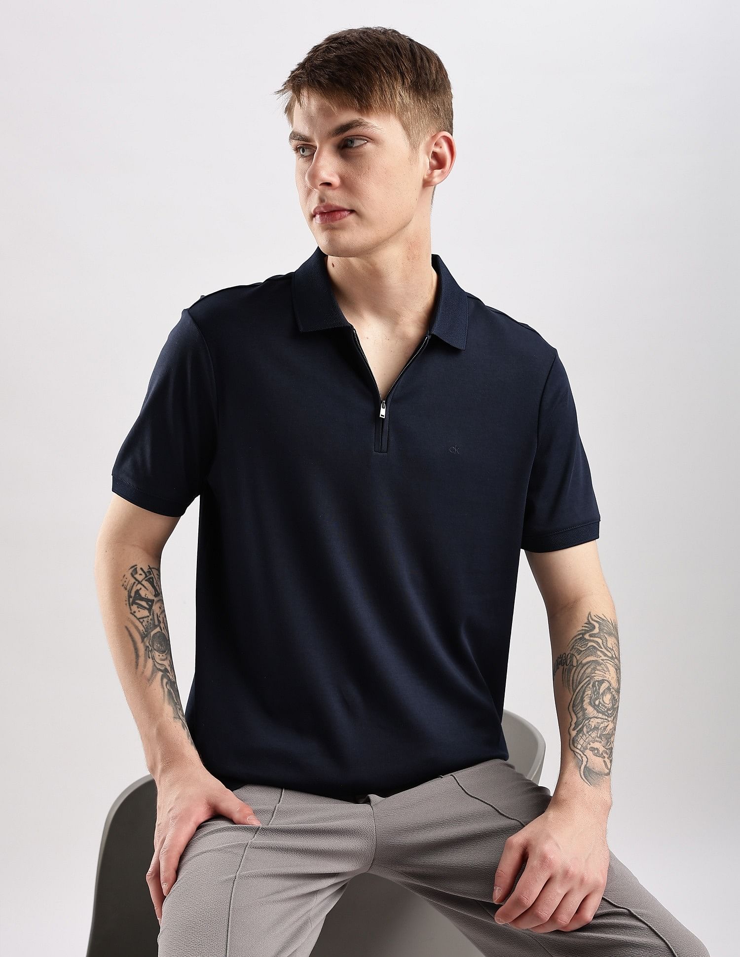 Calvin Klein Jeans Solid Regular Fit Cotton Polo Shirt