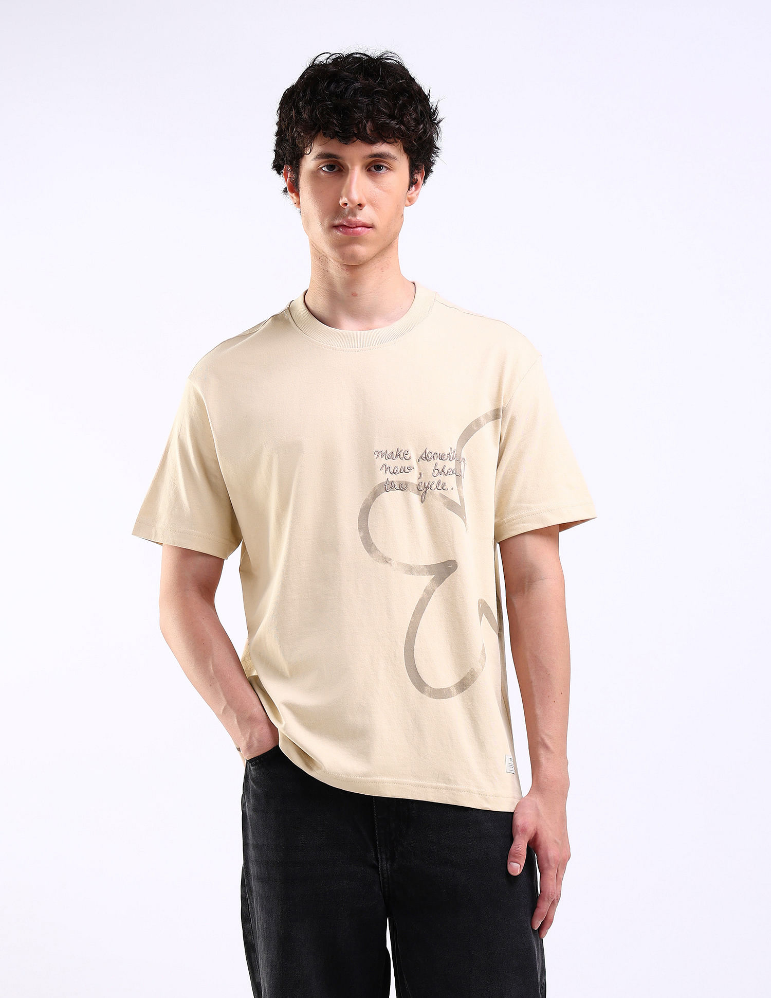 Flying Machine Abstract Print Relaxed Fit T-Shirt