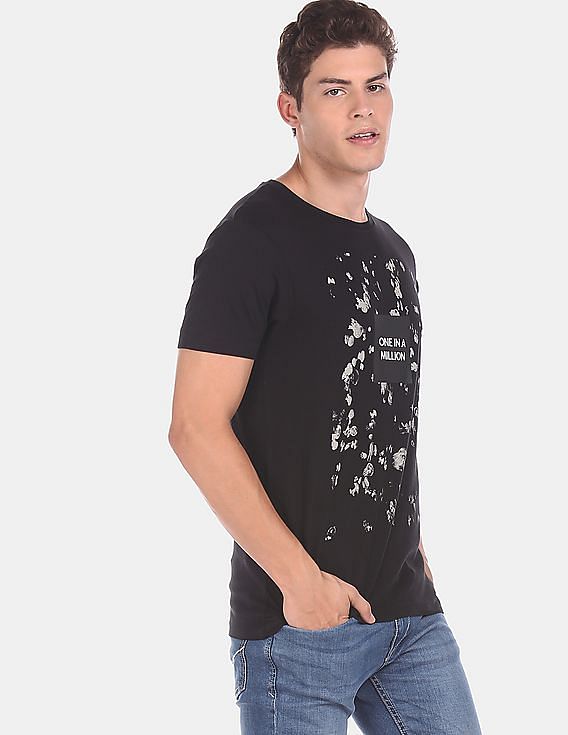 Flying Machine Crew Neck Graphic Print T-Shirt
