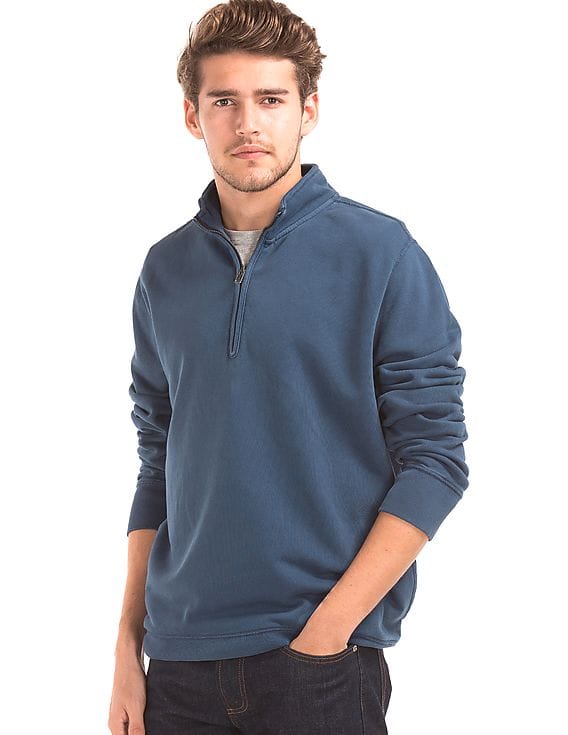 Buy GAP Men Men Blue Sun Wash Half Zip Sweatshirt - NNNOW.com