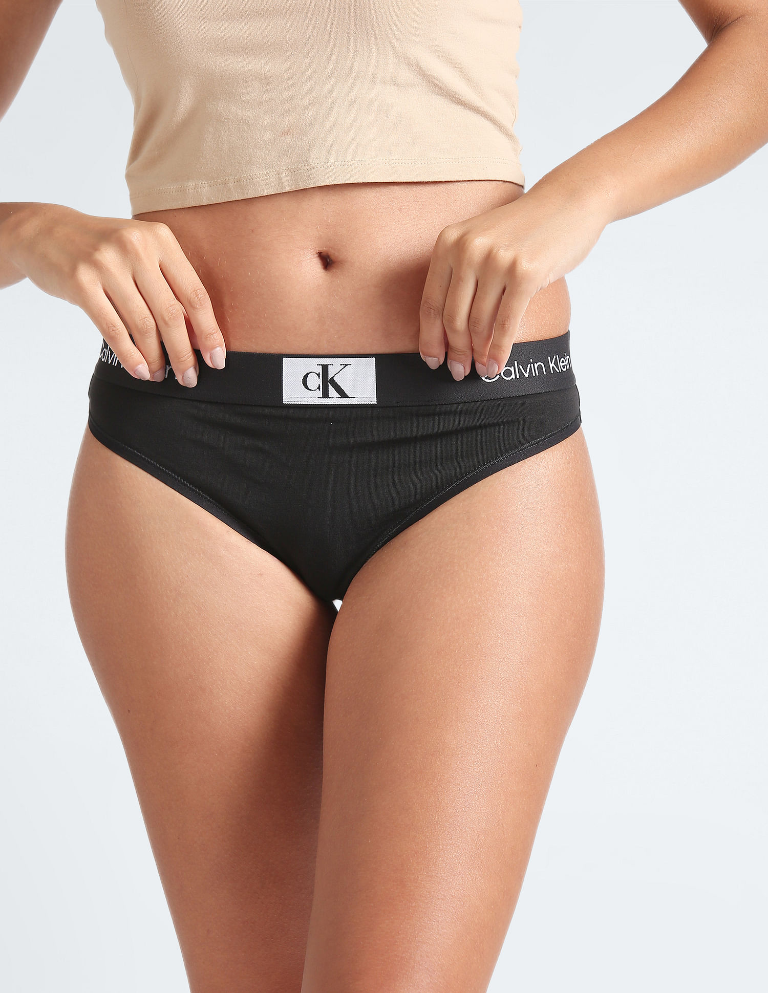 Buy Calvin Klein Underwear Elasticized Brand Detail Solid Thong