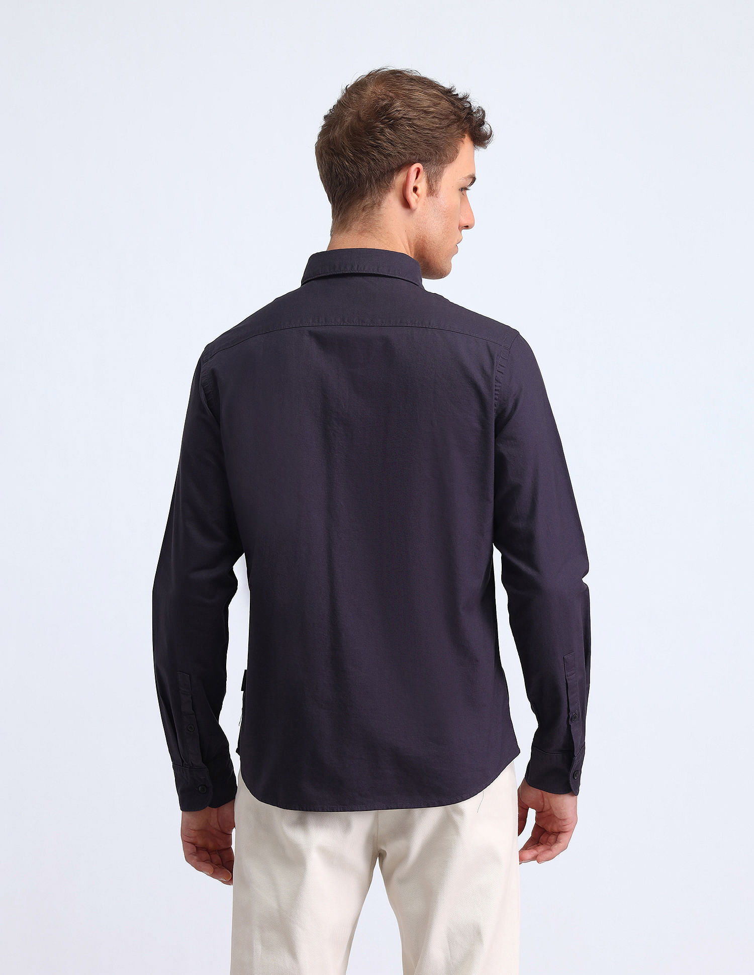 Flying Machine Slim Fit Solid Cotton Shirt