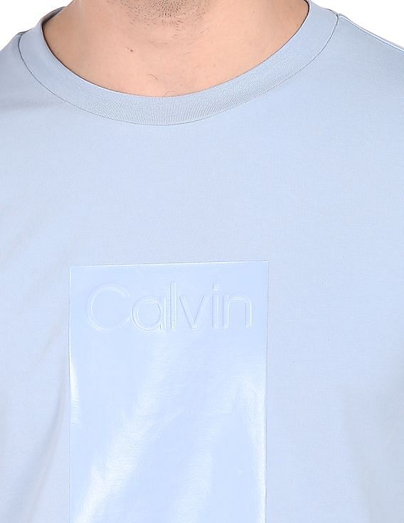 Buy Calvin Klein Men Blue Crew Neck Brand Print T-Shirt - NNNOW.com