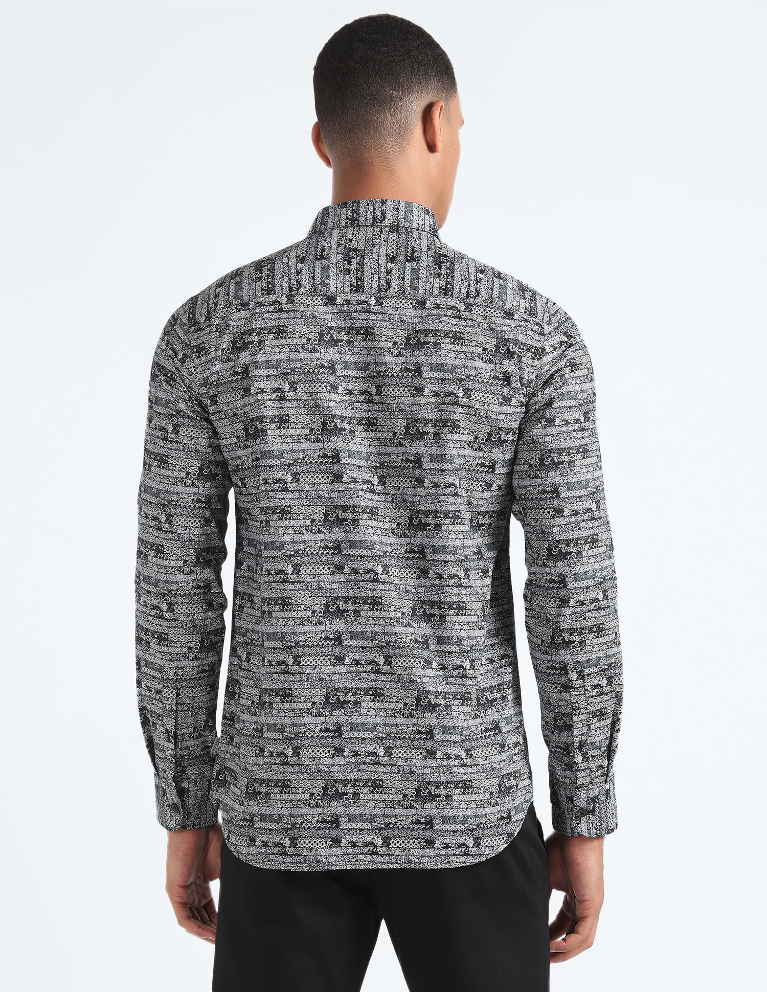Flying Machine Graphic Print Satin Shirt