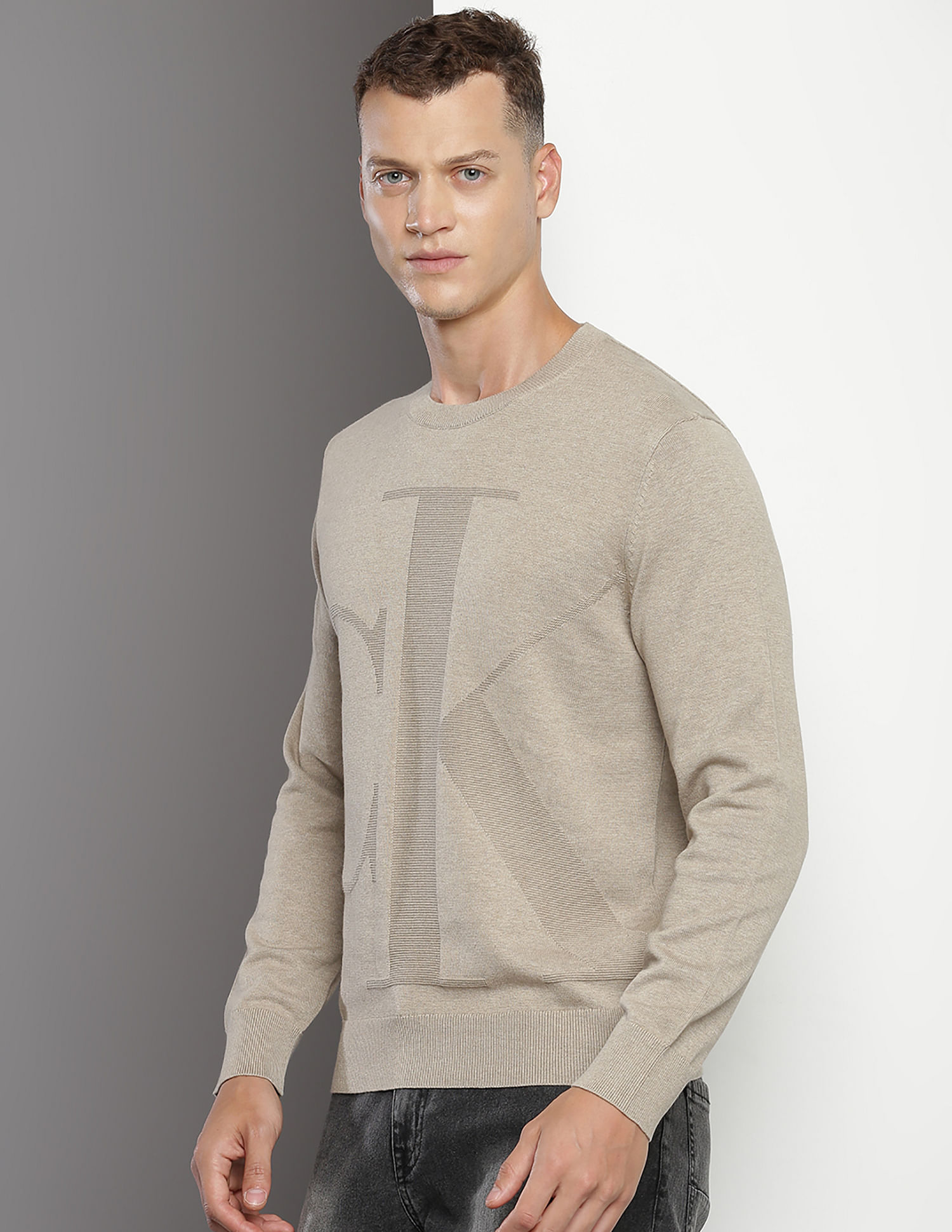 Calvin Klein Tonal Logo Cotton Sweater