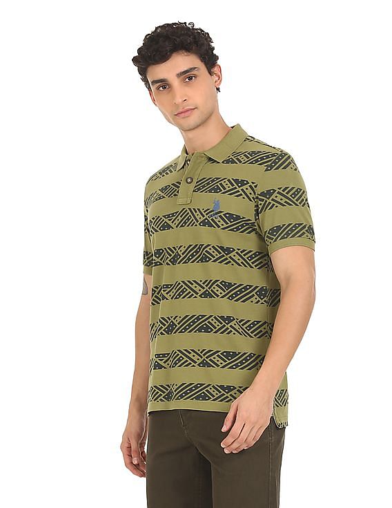 U.S. Polo Assn. Denim Co. Ribbed Collar Printed Polo Shirt