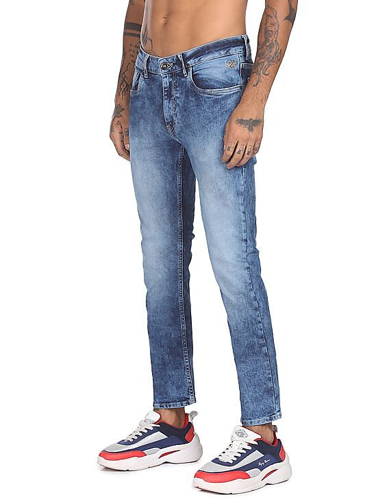 Flying Machine Michael Slim Tapered Fit Acid Wash Jeans