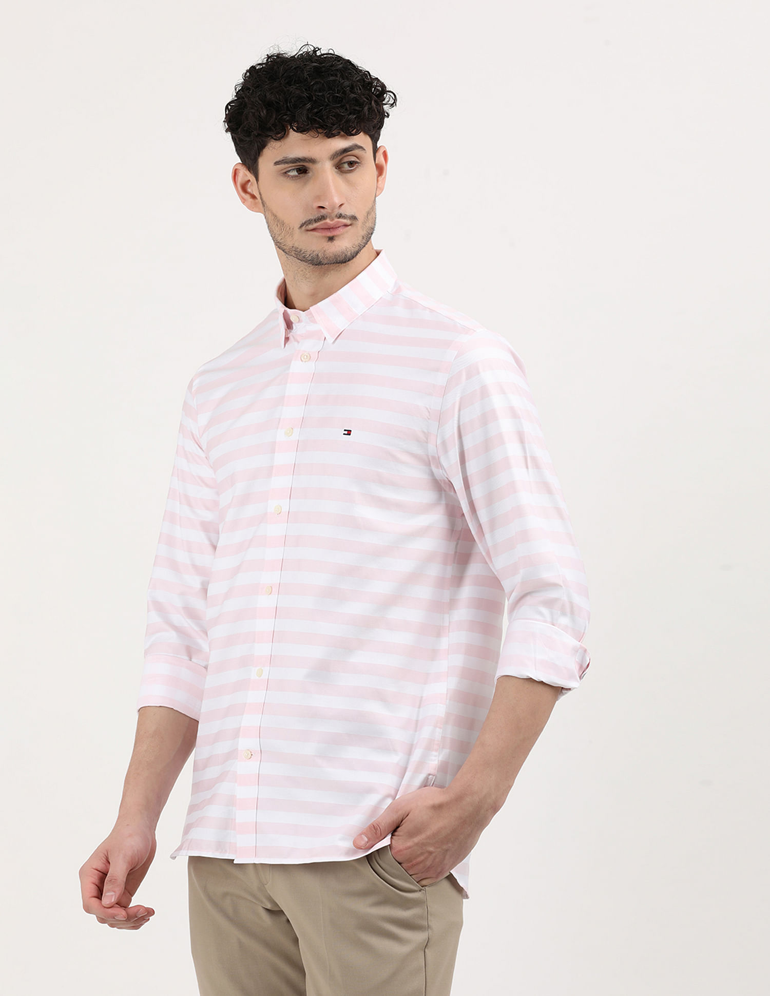 Tommy Hilfiger Textured Horizontal Regular Fit Striped Shirt