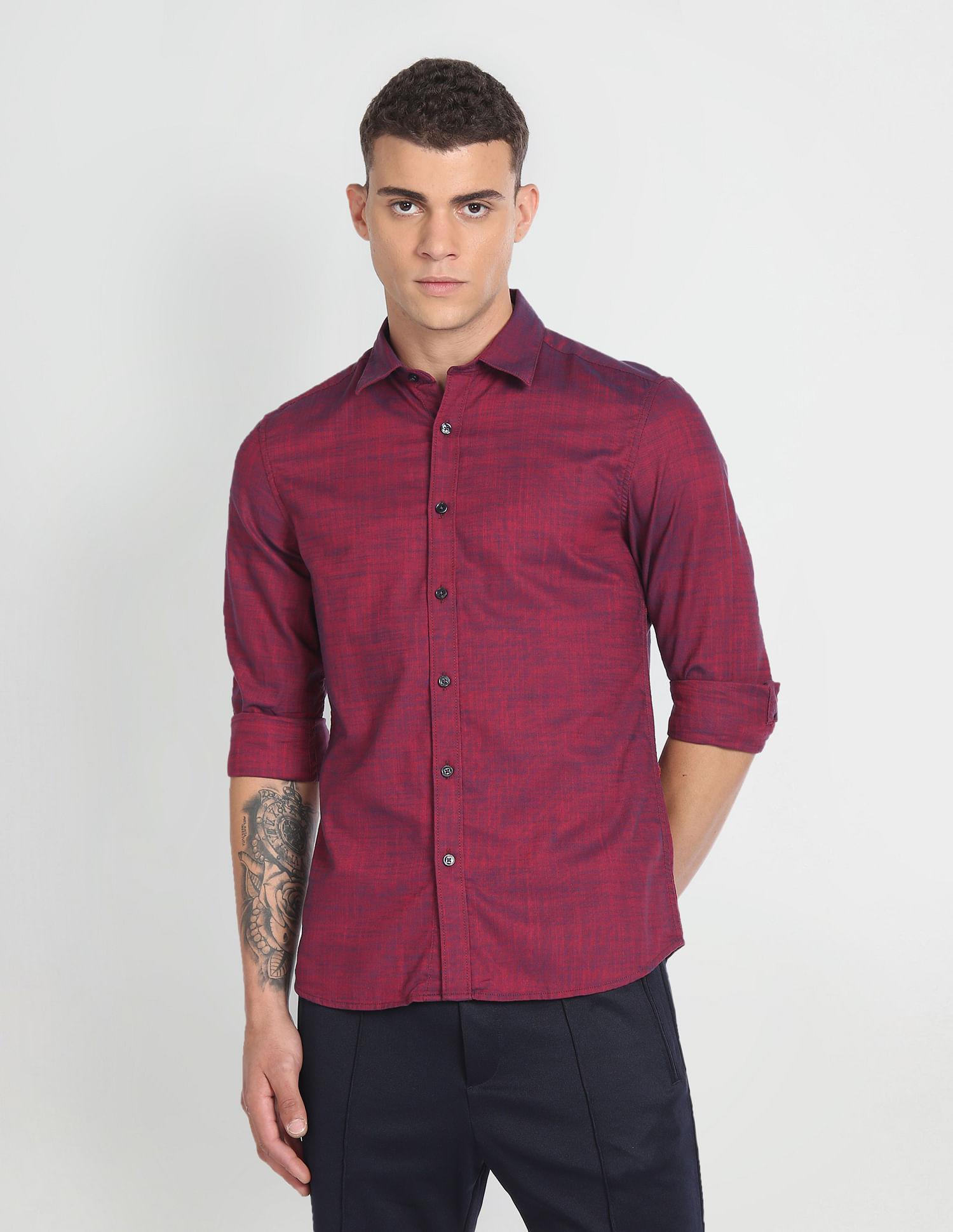 Flying Machine Two Tone Oxford Slim Shirt