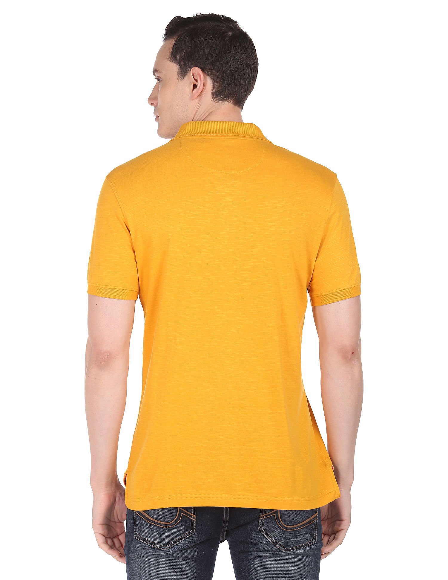 AD by Arvind Modern Jersey Slub Polo Shirt