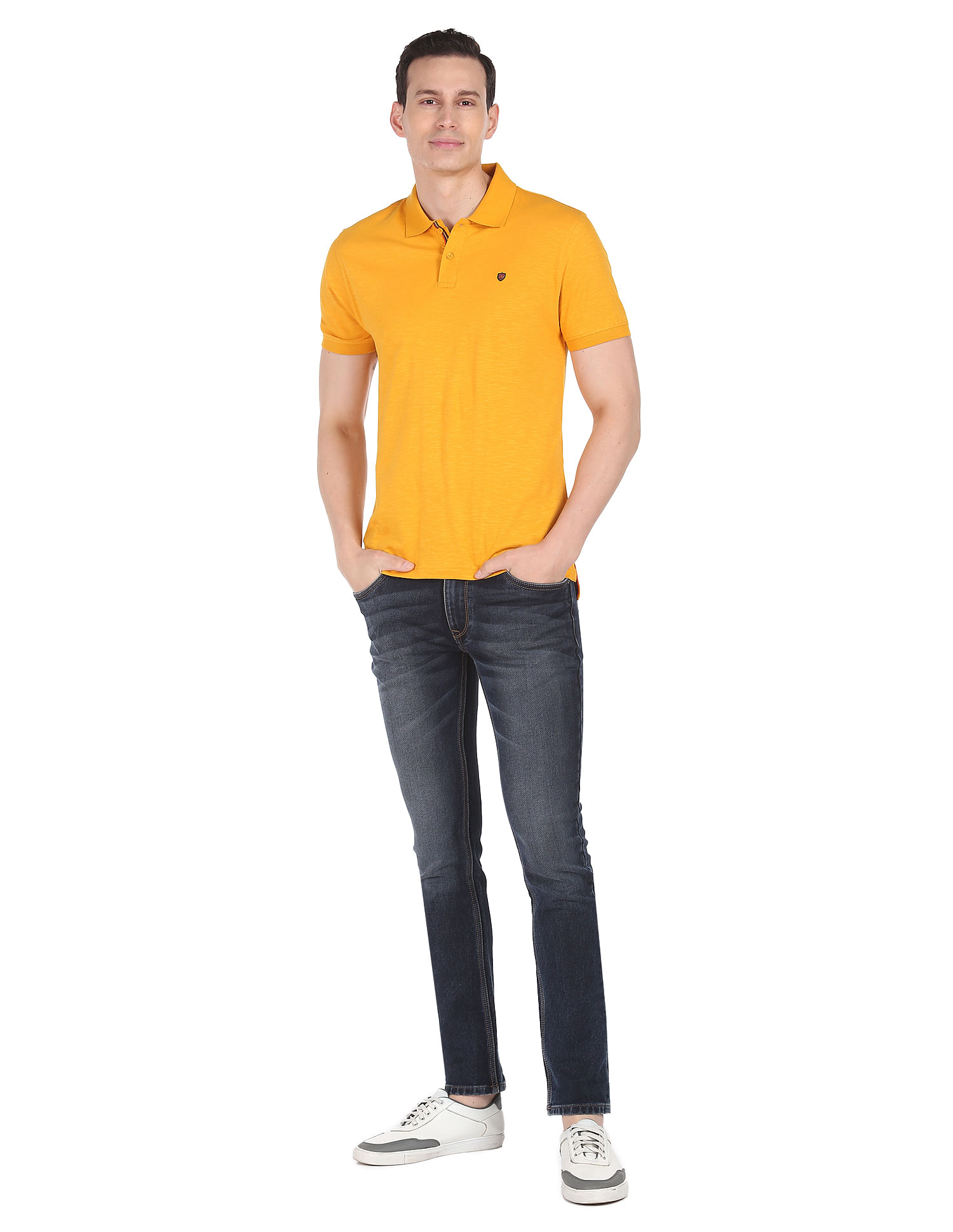 AD by Arvind Modern Jersey Slub Polo Shirt