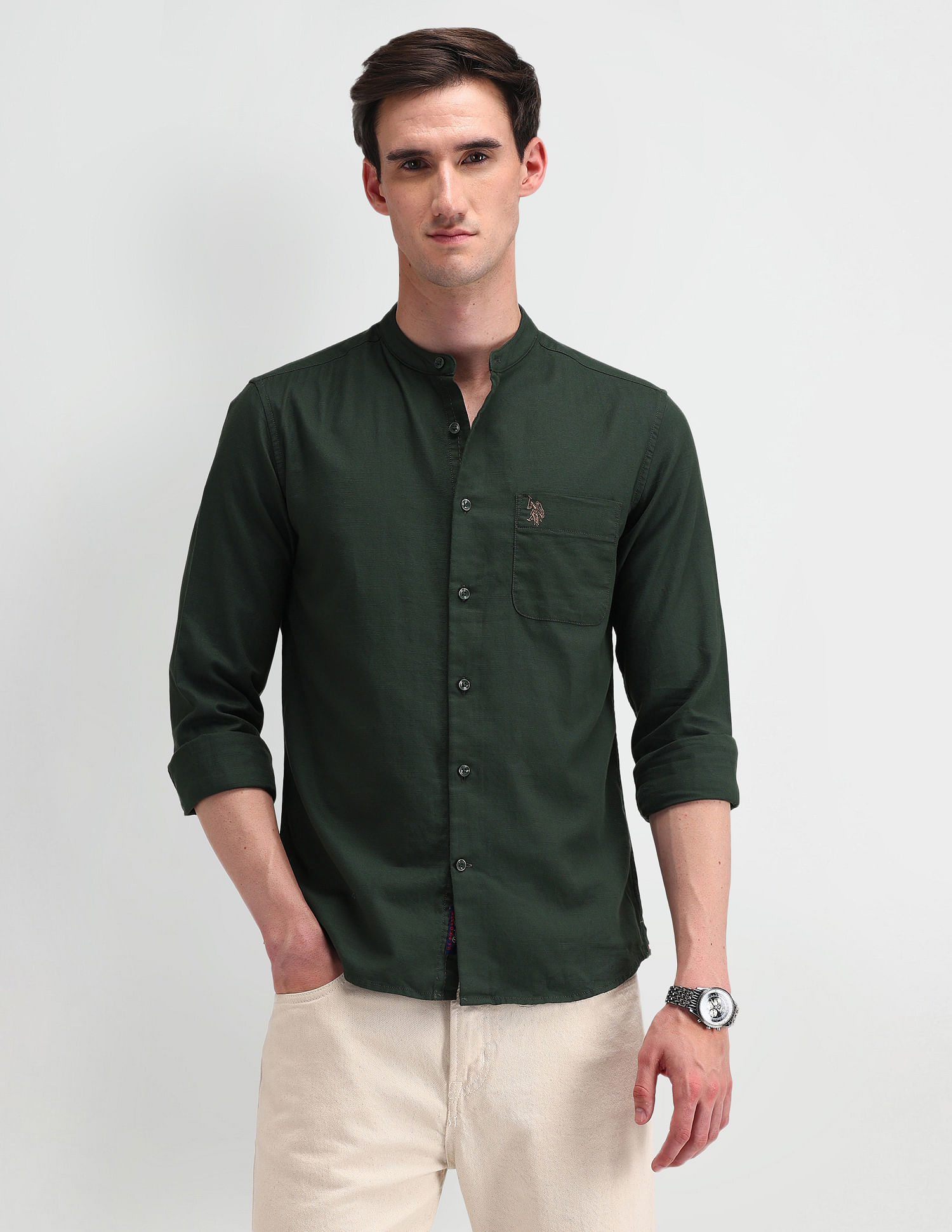 U.S. Polo Assn. Denim Co. Slim Fit Solid Shirt